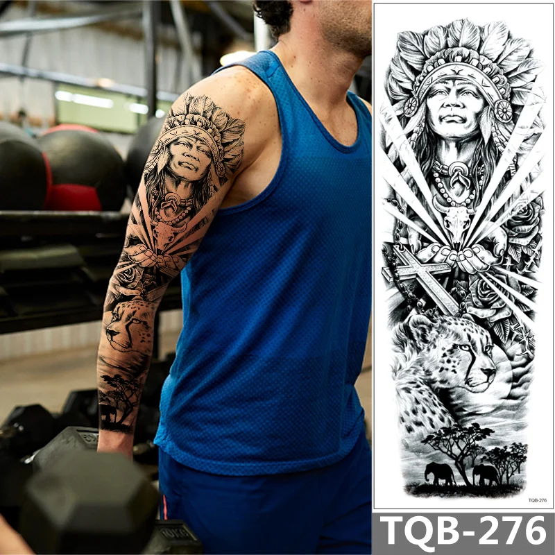 Sdrawing Arm Temporary Tattoo Sleeve For Men Maori Wolf Fake Large 3D Tatoo Stickers