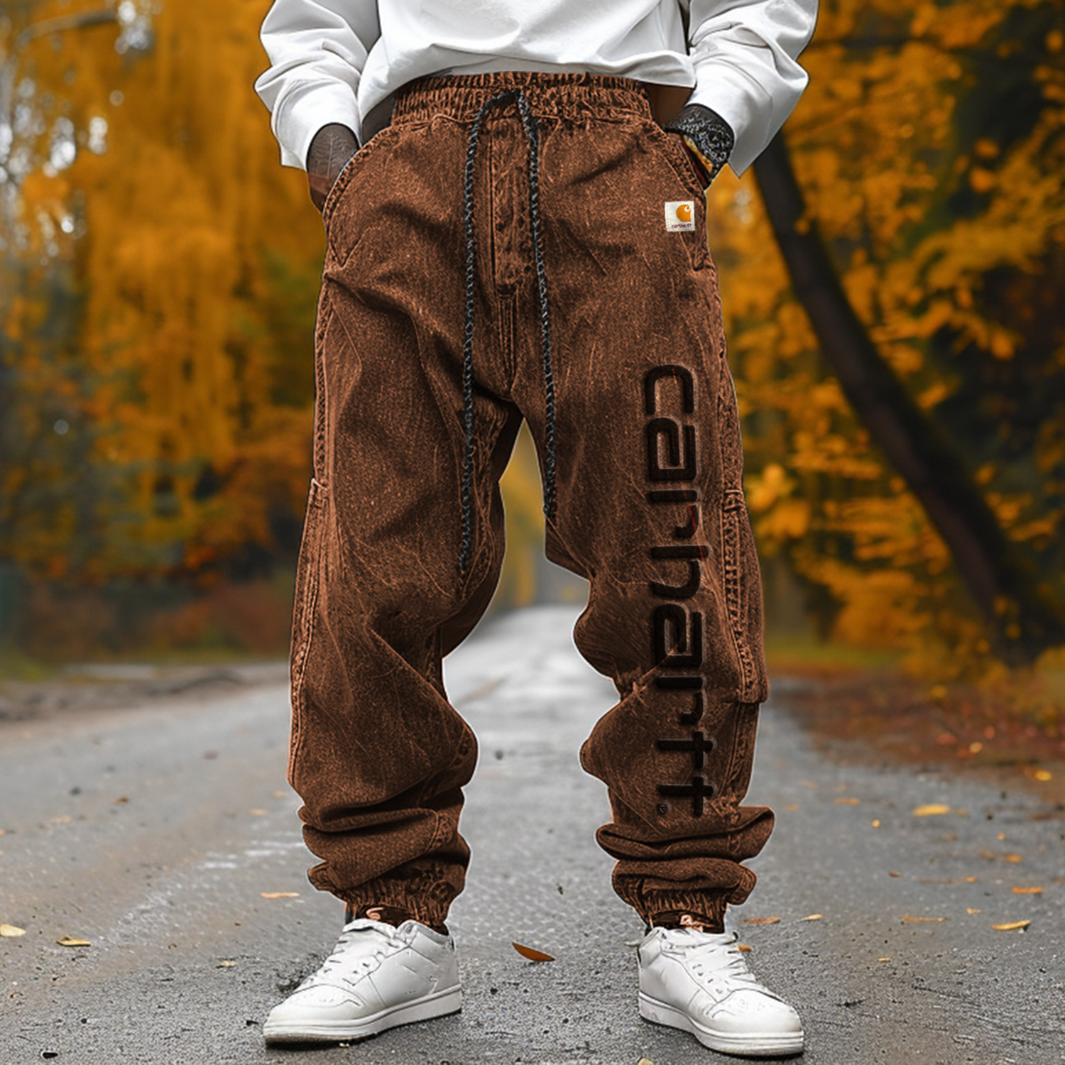 Retro Letter Design Casual Trousers