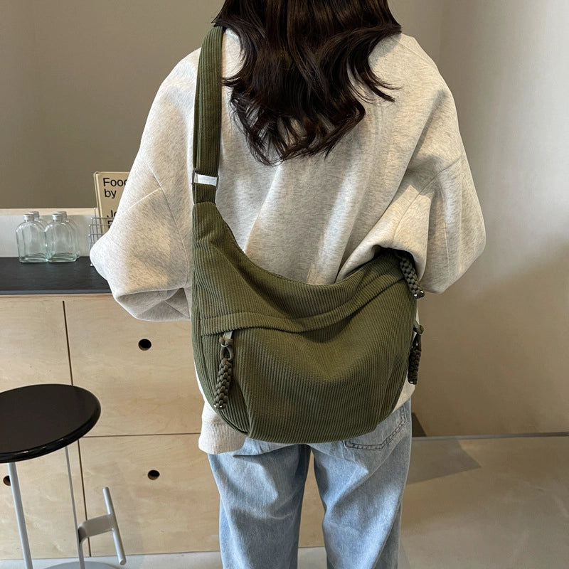 Dumpling Bag Women’s Crossbody Bag Large Capacity General Bag New Corduroy Japanese Style Casual Shoulder Bag