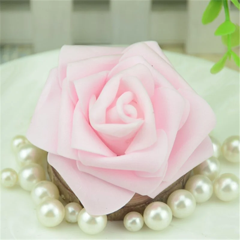 50pcs 7CM Artificial Foam Roses Flower Heads For Home Wedding Decoration Scrapbooking PE Flower DIY Kissing Balls Craft Multi