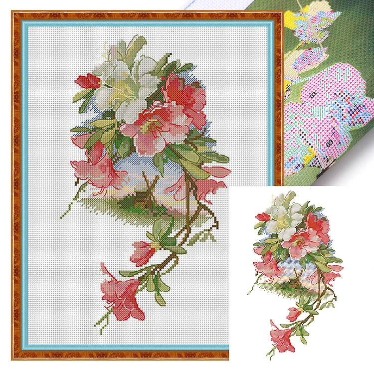 Spring-Mill Under The Flowers (25*37cm) 14CT Stamped Cross Stitch gbfke