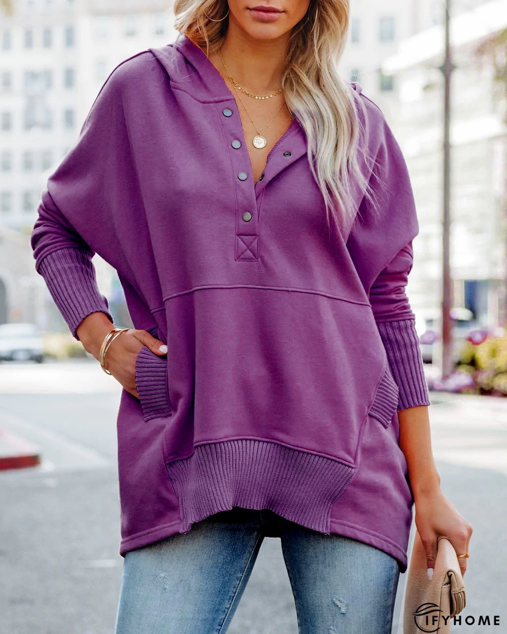 Cotton Casual Crew Neck Loose Tunic Sweater Knit Jumper | IFYHOME
