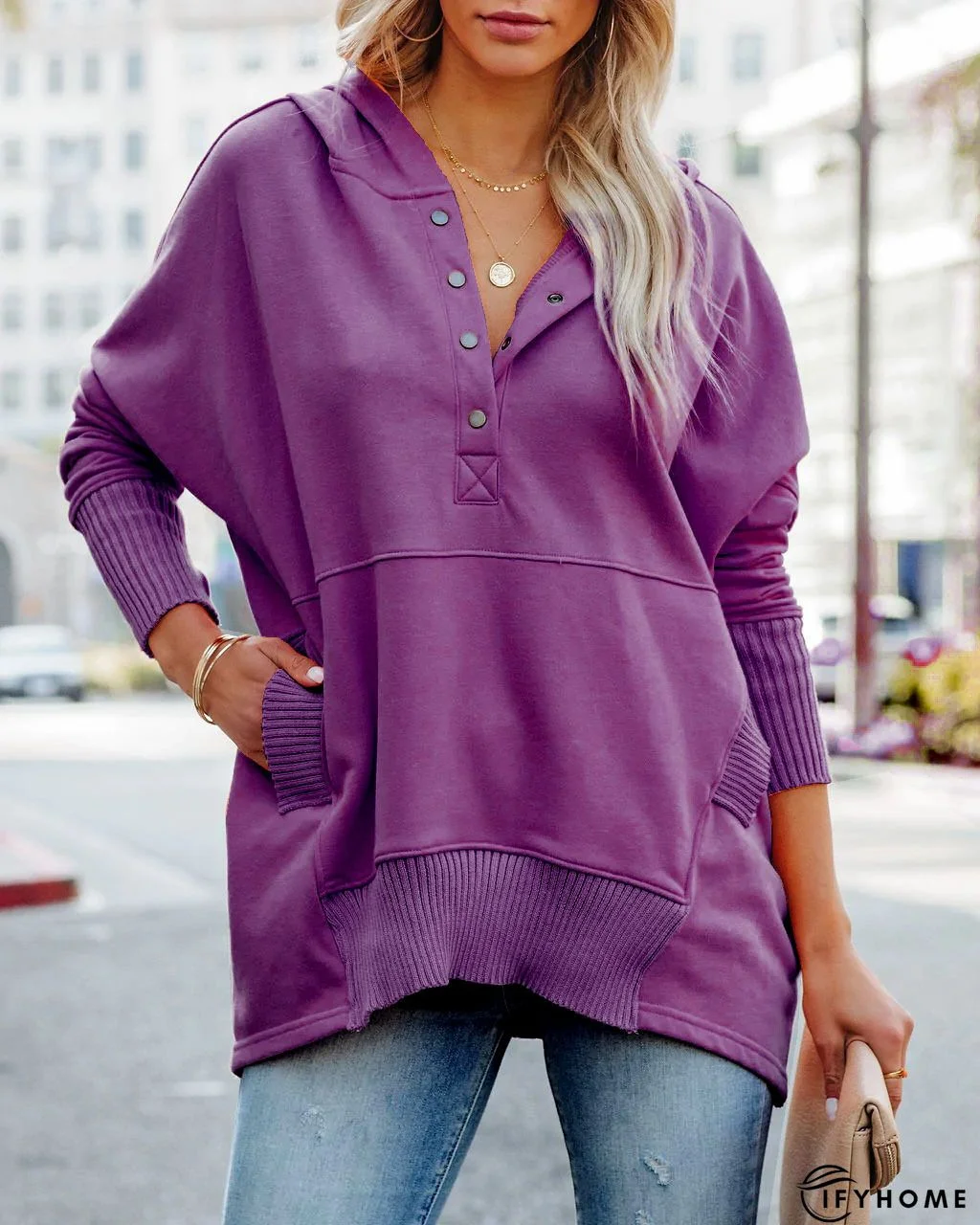 Cotton Casual Crew Neck Loose Tunic Sweater Knit Jumper | IFYHOME