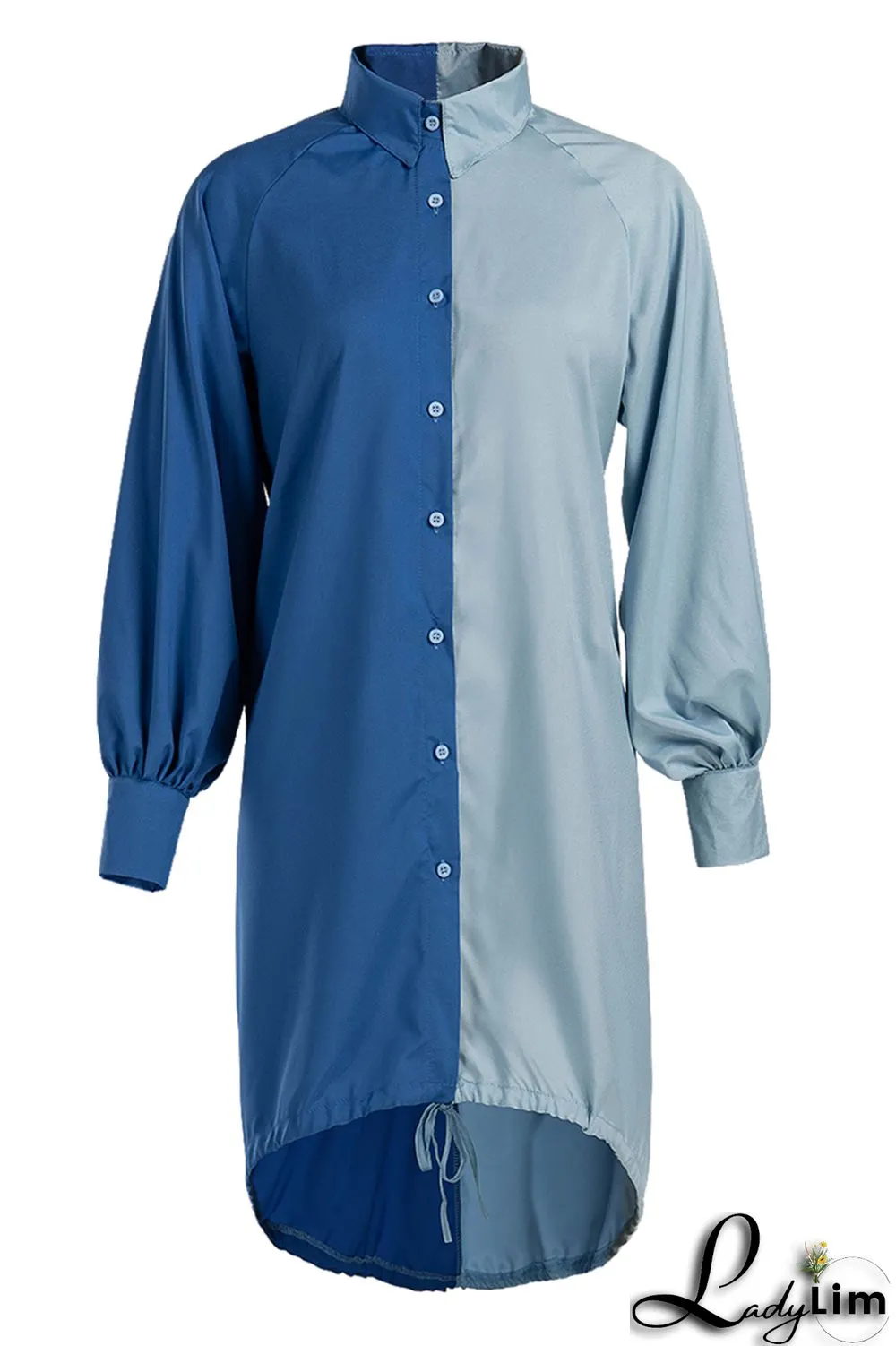 Black Fashion Casual Plus Size Solid Split Joint Asymmetrical Turndown Collar Shirt Dress