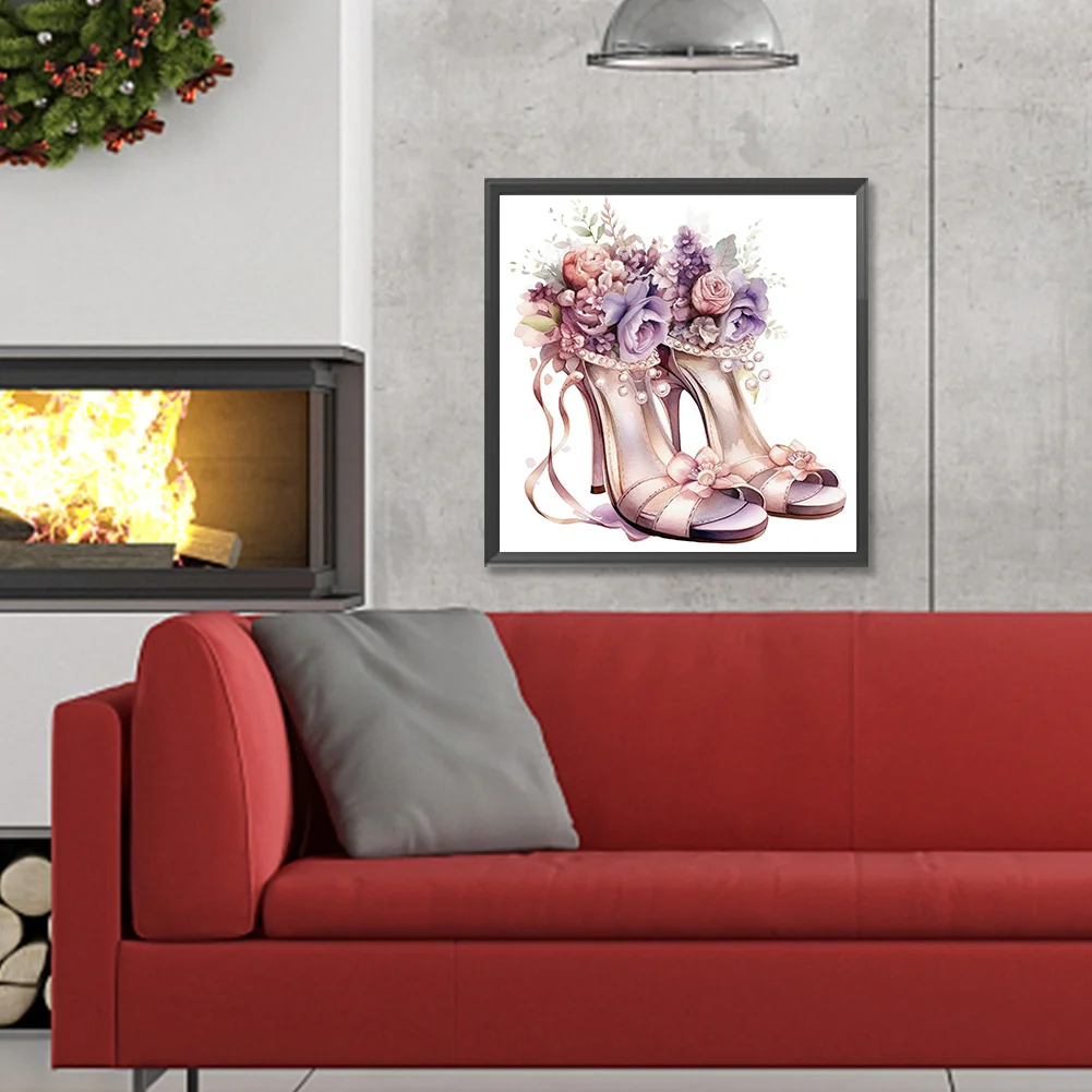 Diamond Painting - Full Round Drill - Flower High Heels(Canvas|30*30cm)