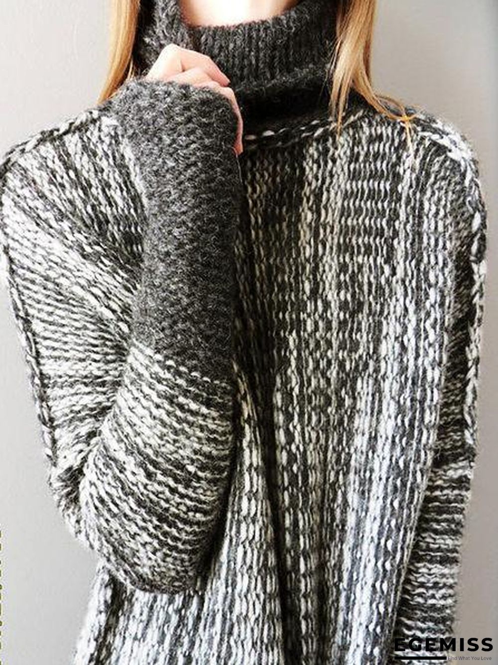 Casual Color-block Knitted Shift Sweater | EGEMISS