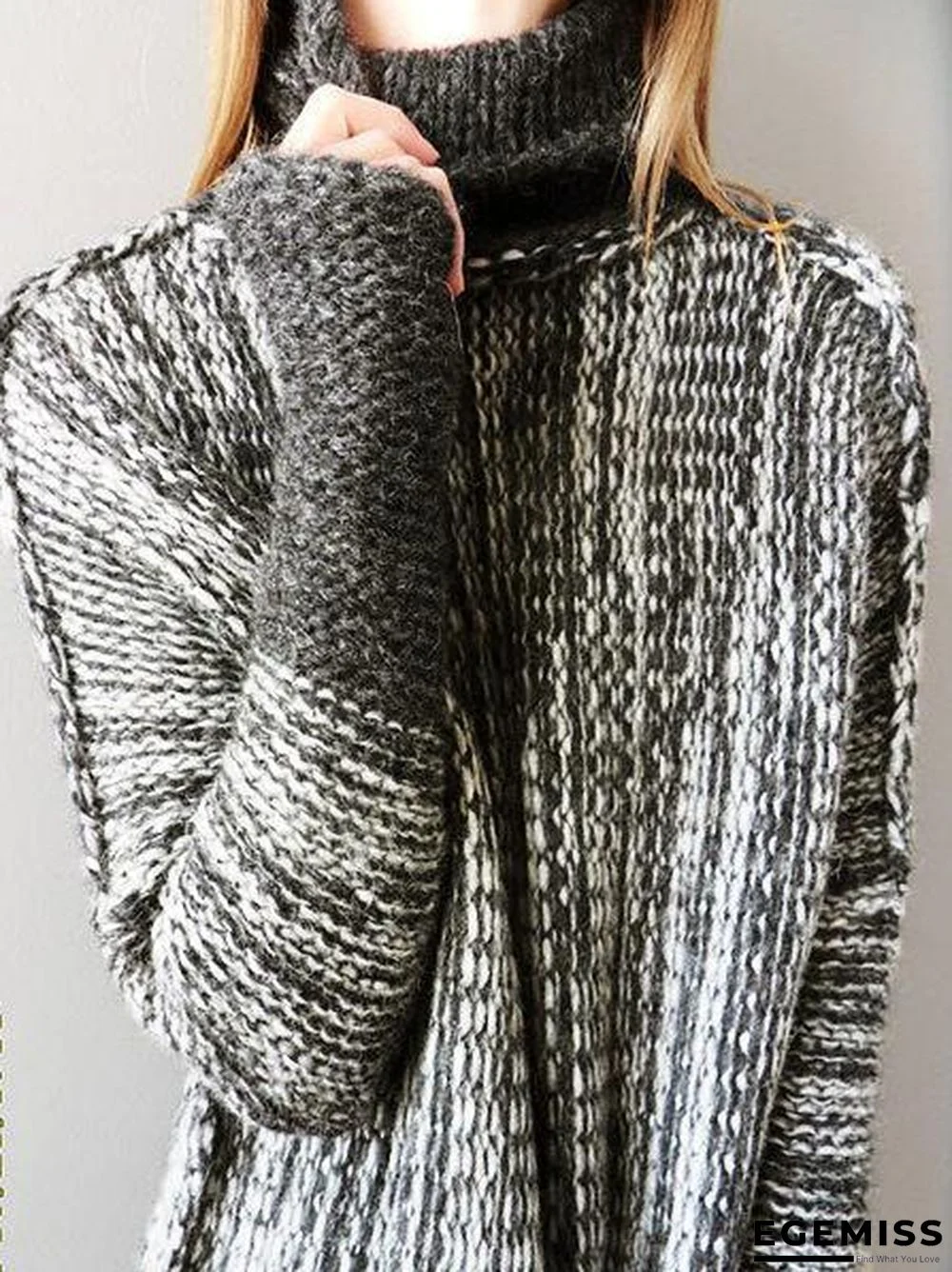 Casual Color-block Knitted Shift Sweater | EGEMISS