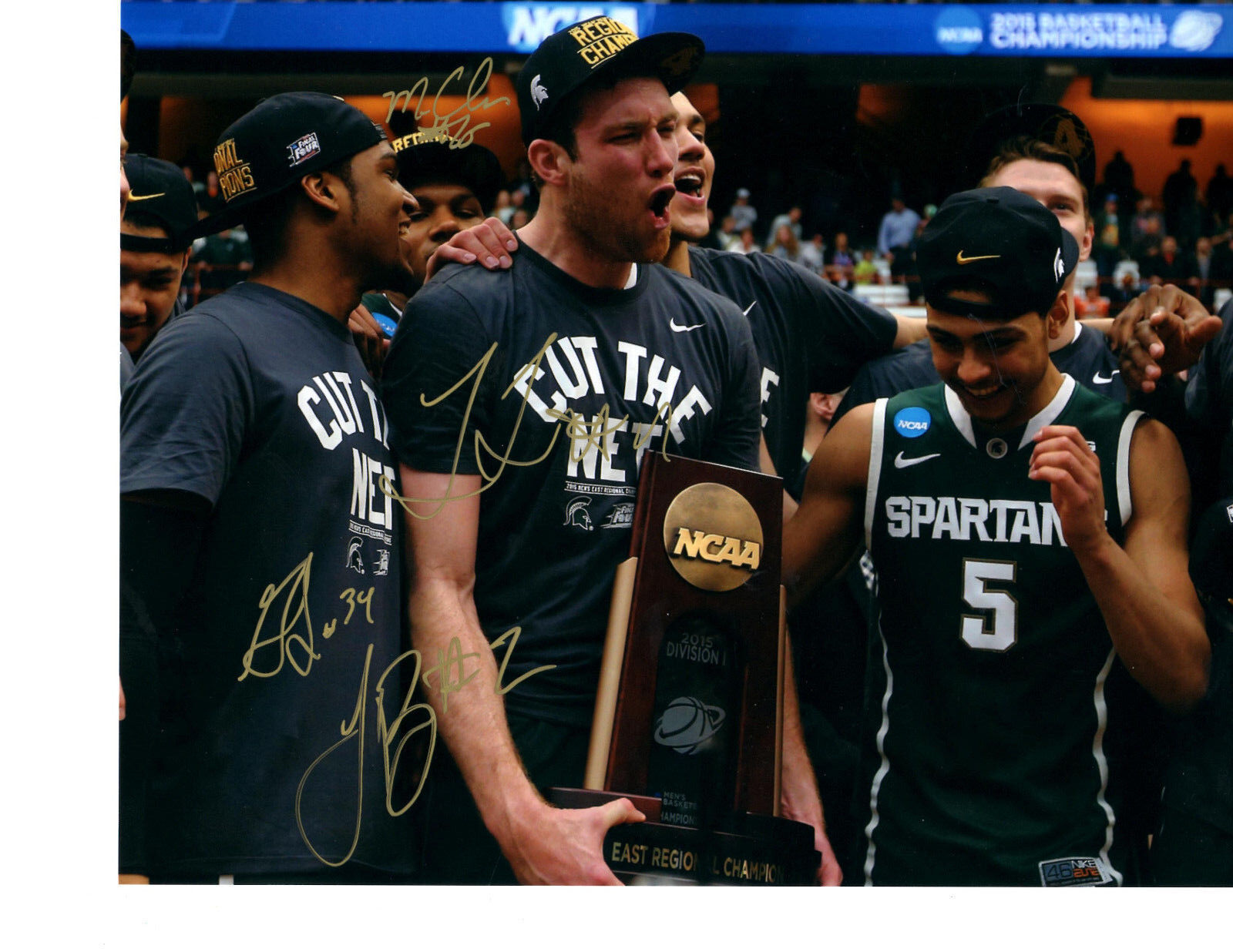 2015 Michigan State Spartans hand autographed signed basketbal 8x10 Final Four##