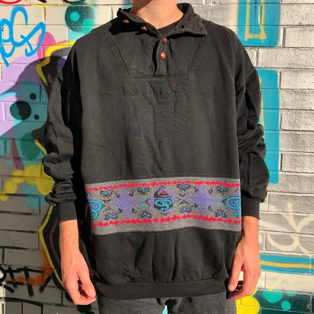 Casual retro color-block printing long-sleeved sweater-barclient