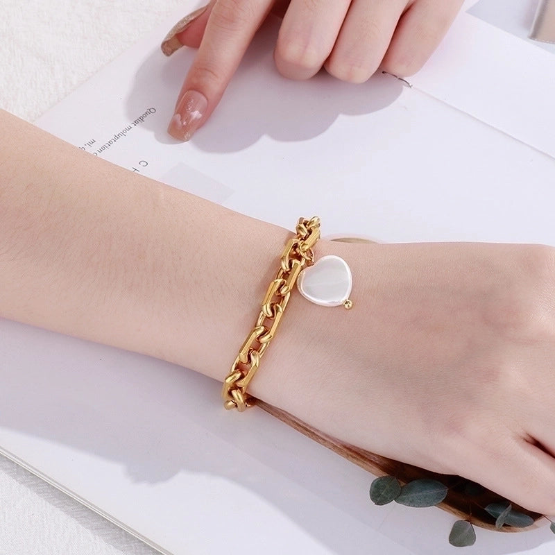 Fashion Heart Stainless Steel 18K Gold Plated Bracelets In Bulk