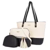Elegant Dual Colors 3PCS Women's Tote Shoulder Bags Set