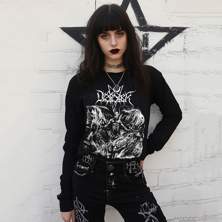 Black Metal Band Design Long Sleeved T-shirt