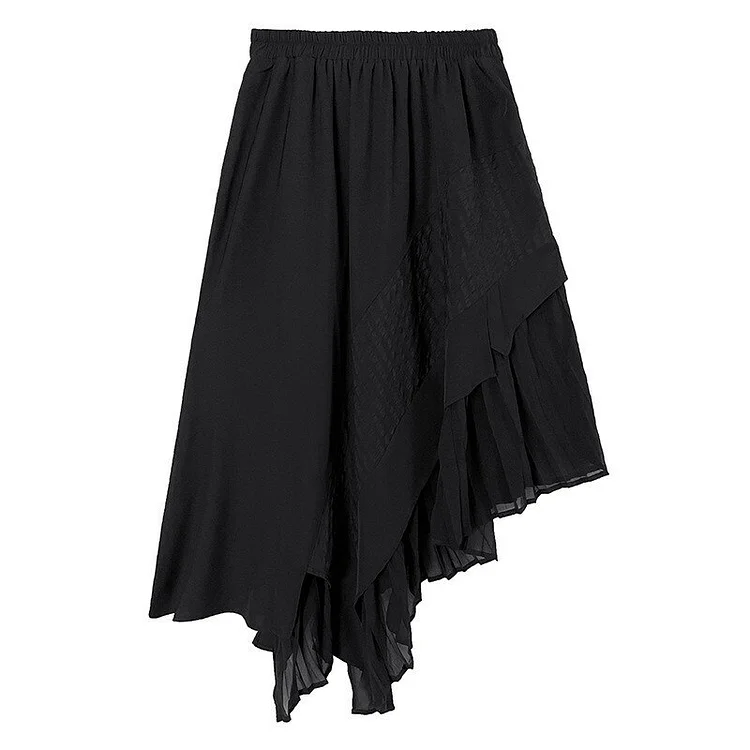 Chic Elastic Waist Patchwork Irregular Skirt              