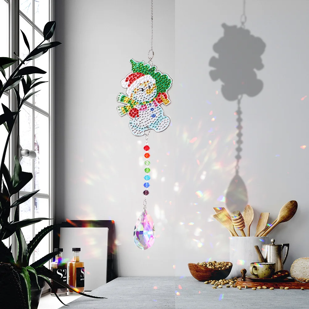 DIY Diamond Painting Sun Catcher - Snowman