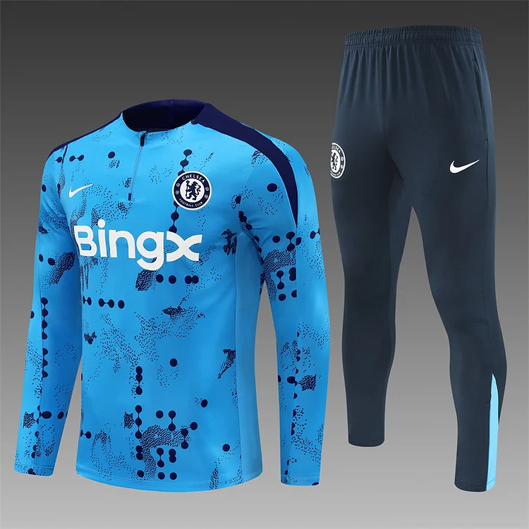 2024-25 Chelsea Light Blue Camouflage Half-Draw Training Jersey