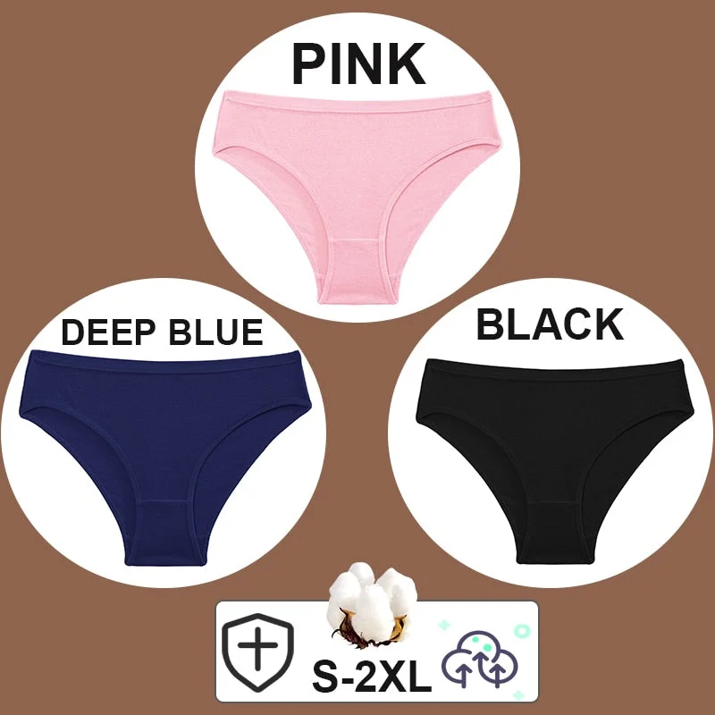 FINETOO 3PCS/Set Women Cotton Pantys Soft Back Love Lace Briefs Mesh Femme Underpants Woman Low-Waist Underwear Lingerie S-2XL