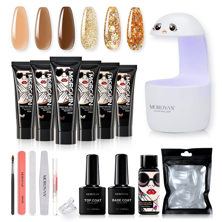 Skin Beauty - 6 Colors 15ml with 8W Finger Nail Lamp Poly Nail Gel All-In-One Starter Kit