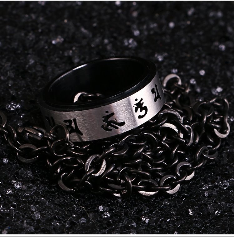 Vintage Mantra Turnable Stainless Steel Ring