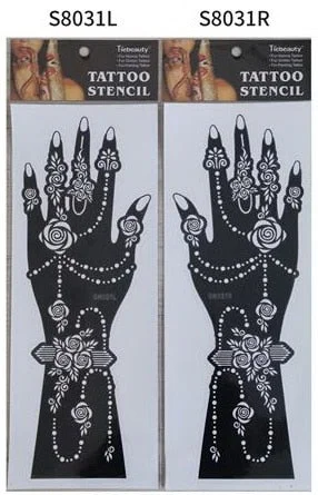 1pair 2pcs hand sleeve temporary tattoo stencil henna lace mandala tattoo template spray paint templates sheets lotus flowers