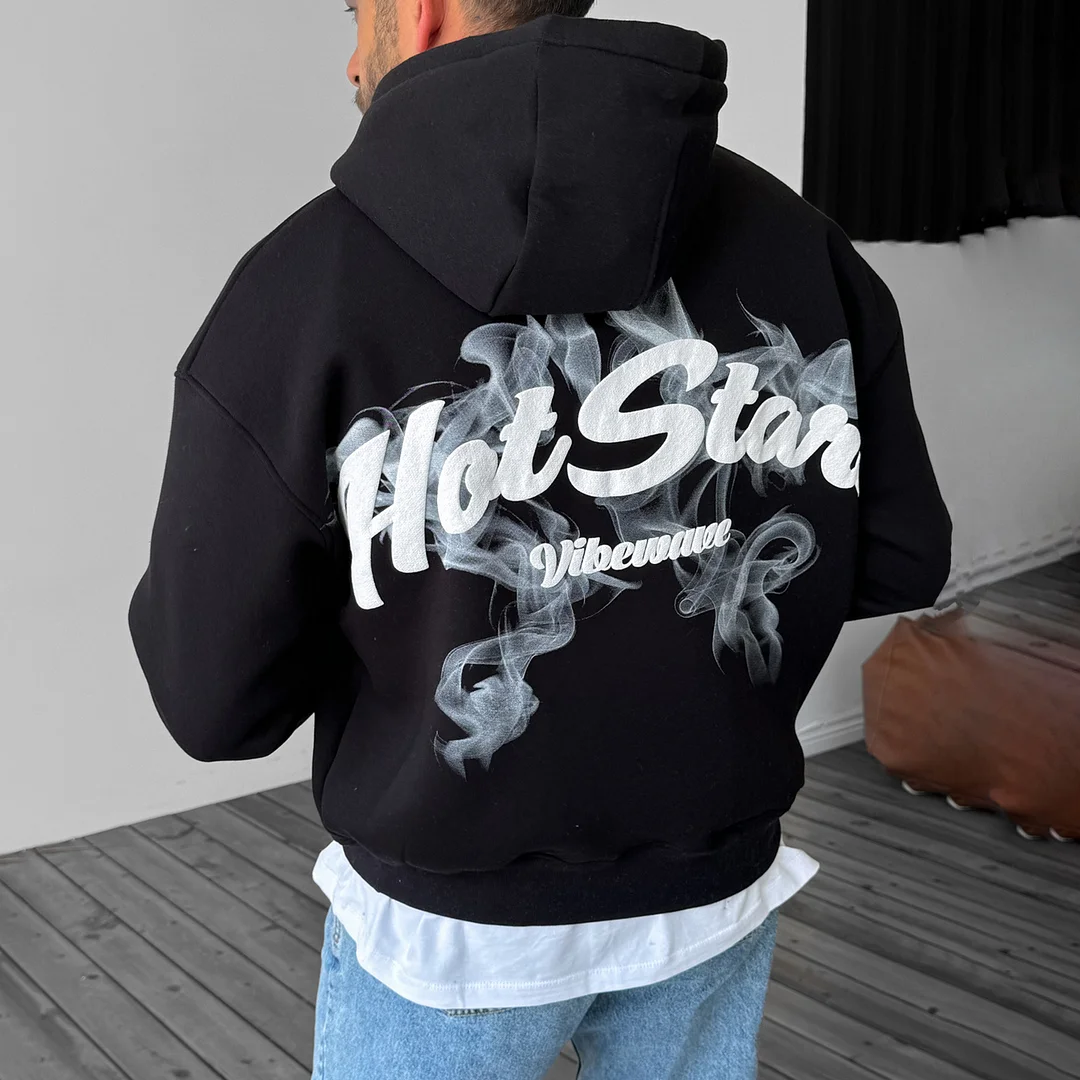 Street Smoke Lettering Oversized Hoodie