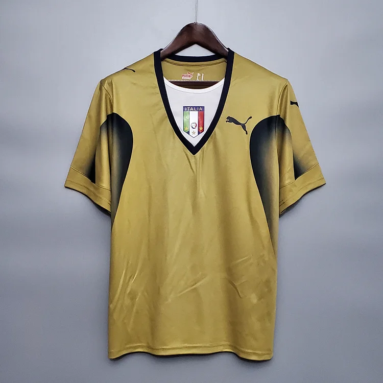 2006 Retro Italy Goalkeeper Gold Soccer Shirt fballshop