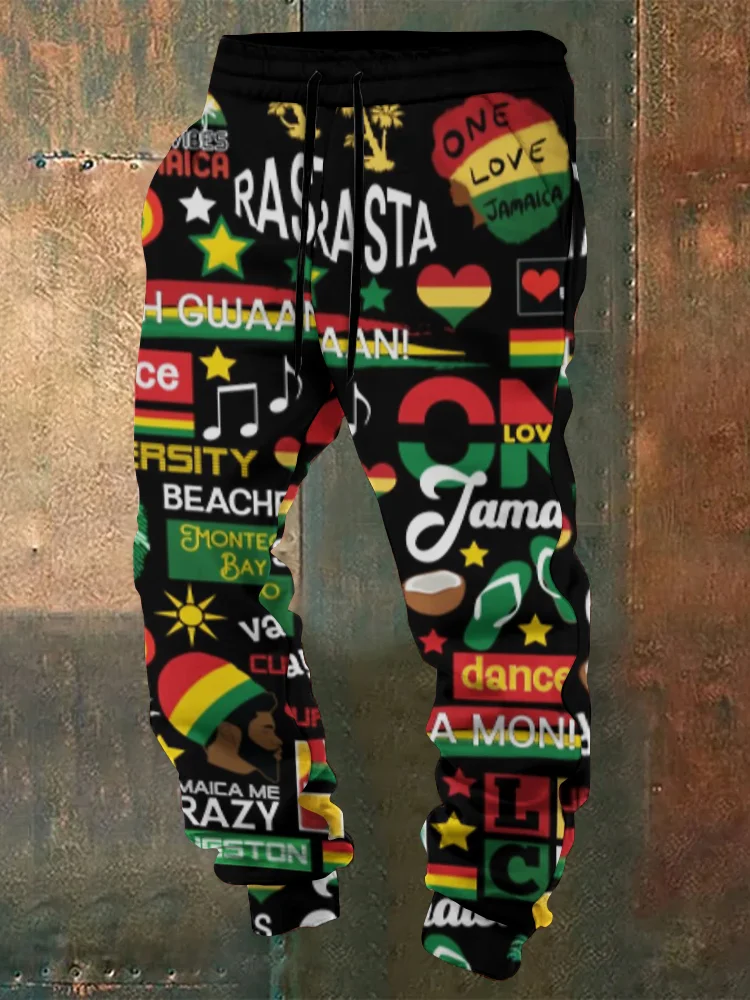 Jamaica One Love Culture Print Waist Tie Sweatpants