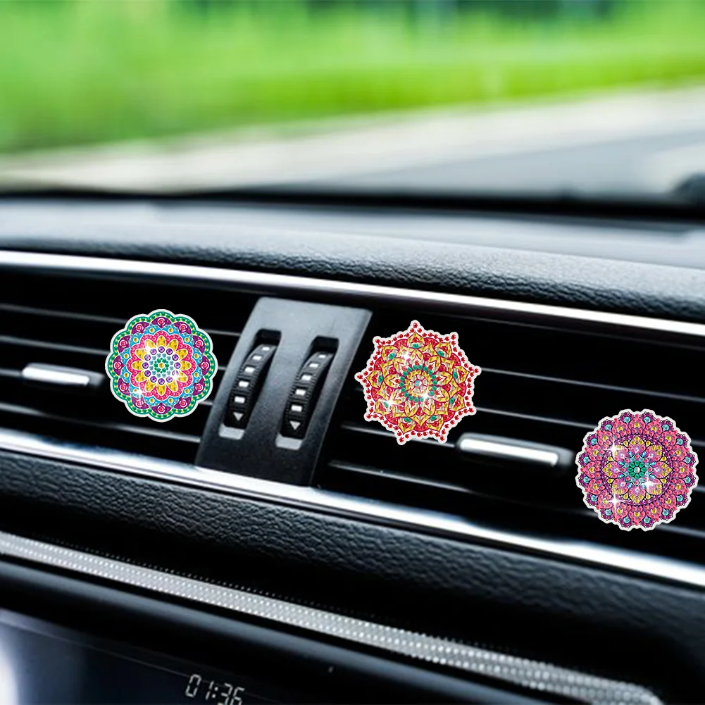 6Pcs Mandala Diamond Painting Car Air Vent Clips Car Decor for Women Girls