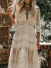 Gauze Crochet Half Sleeves Maxi Dress