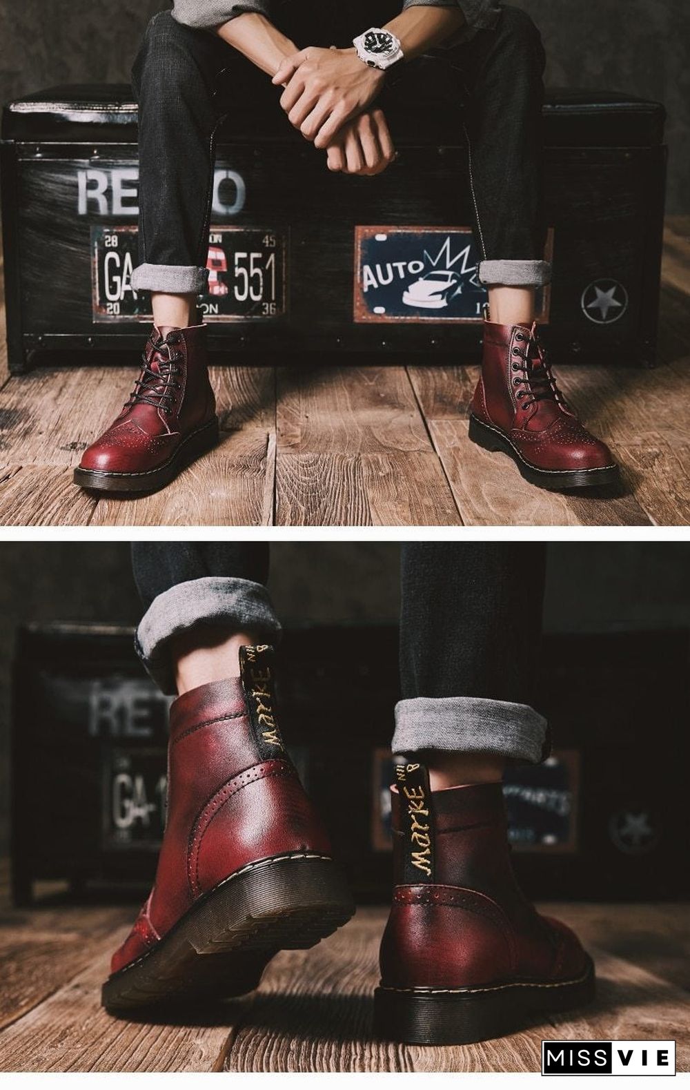 Leather Men Boots Winter Waterproof Ankle Boots Riding Boots Outdoor Working Snow Boots Men Shoes