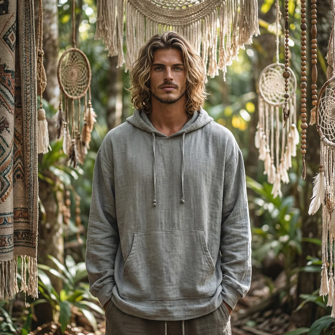 Men's Forest Series Bohemian Linen Top-inspireuse