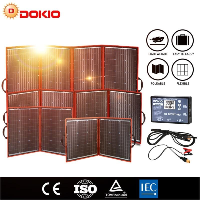 Dokio Flexible Foldable Solar Panel High Efficience Travel & Phone & Boat Portable 12V 80w 100w 150w 200w 300w Solar Panel Kit