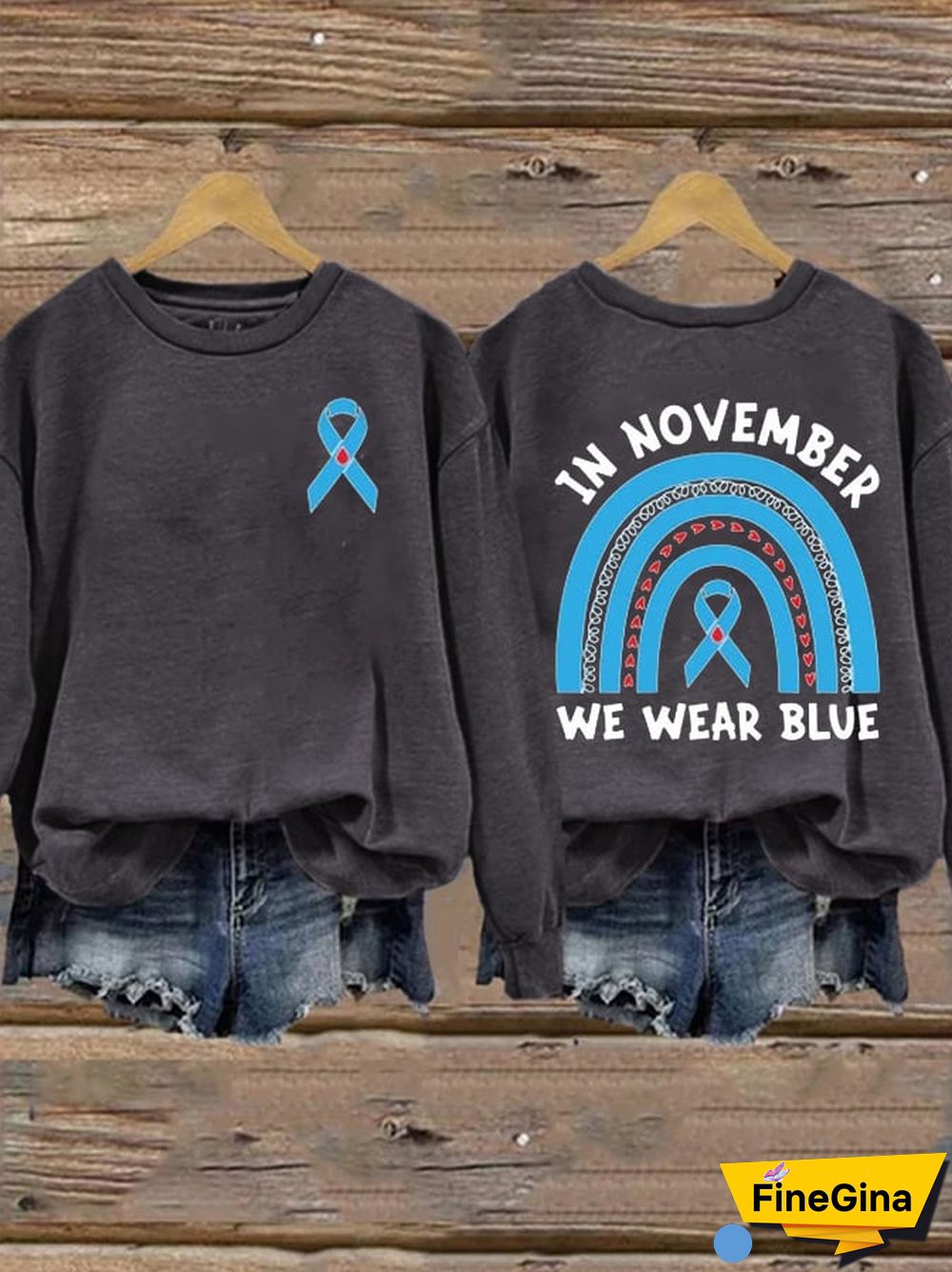 Women's Diabetes Awareness In November We Wear Blue Print Casual Sweatshirt