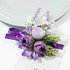 10PCS Purple Wedding Catering Bridal Groom Guests Corsage Boutonniere Wrist Artificial Flower Bouquets