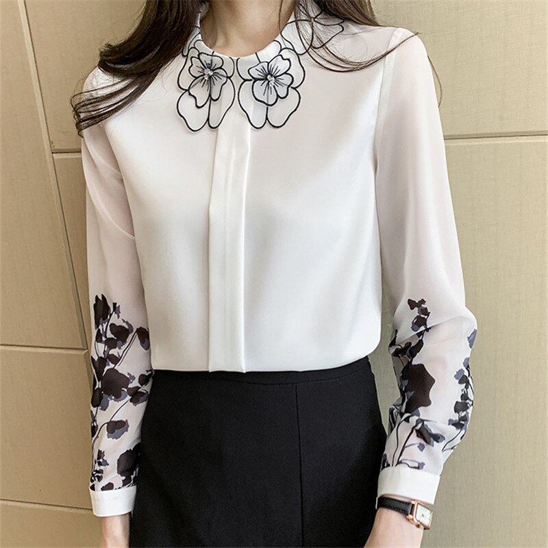 Women's Fashion Printed Chiffon Shirts