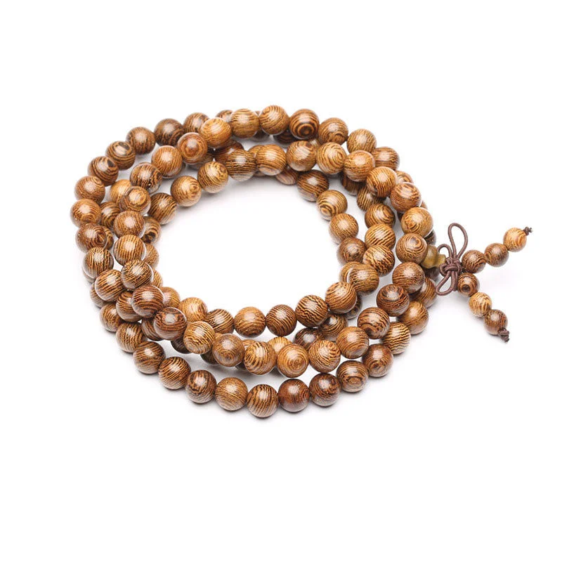 108 Beads Natural Wenge Wood Rosewood Healing Bracelet Necklace Mala