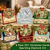 6Pcs DIY Pearl Diamond Painting Christmas Cards, 3D Greeting Card Craft Kits with Resin Pearls, Handmade Holiday Cards for Adults, Christmas Gifts & Decorations