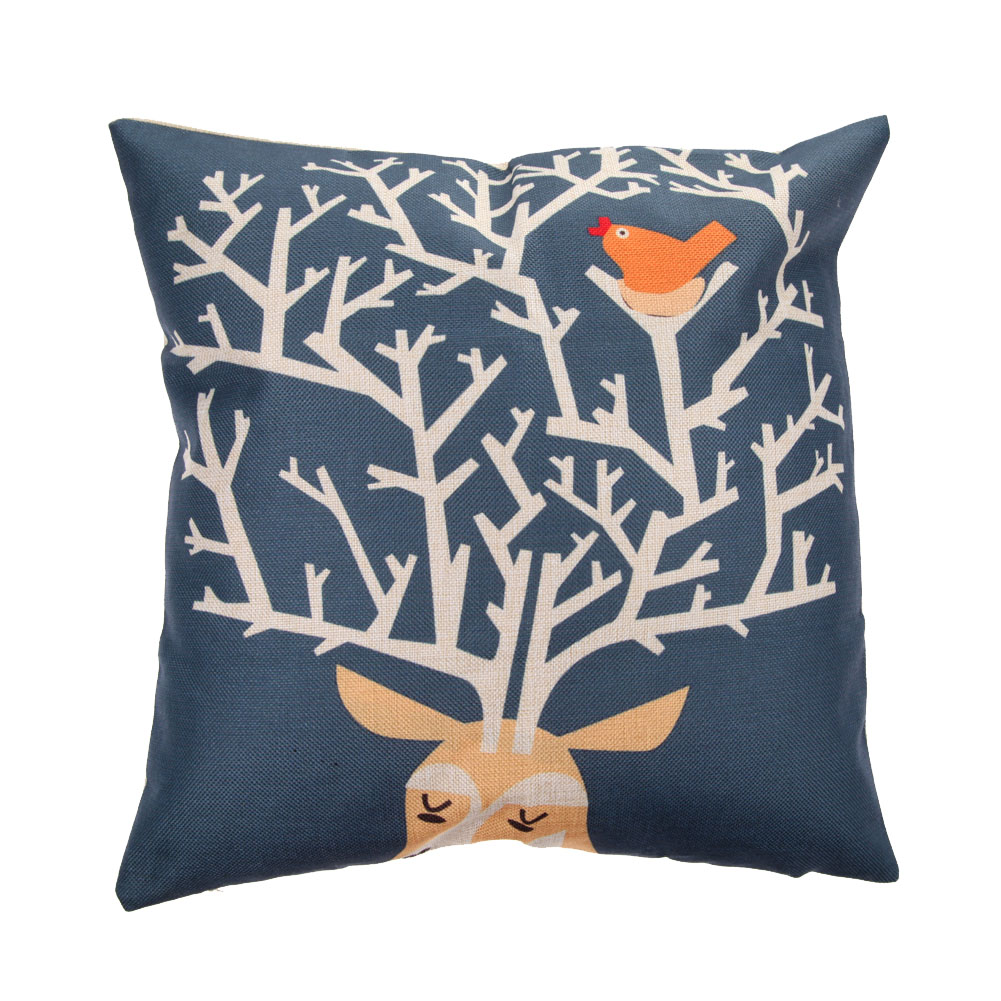 

Vintage Elk Bird Cotton Linen Cushion Cover Pillow Case Home (style C, 501 Original