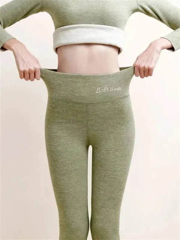 Soft Clouds Leggings Casual Warm Winter Solid Pants