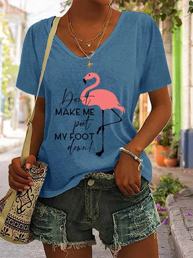 🔥Buy 3 Get 10% Off🔥Women's Don't Make Me Put My Foot Down Print V-Neck T-Shirt