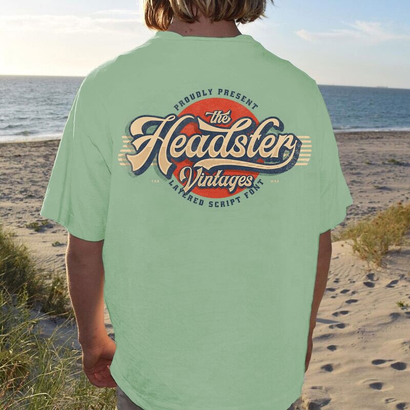 Men Vintage Headster Print Casual T-shirt