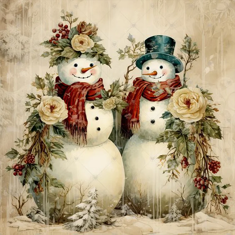 Christmas Snowman  - Full Round - Diamond Painting (30*30cm)