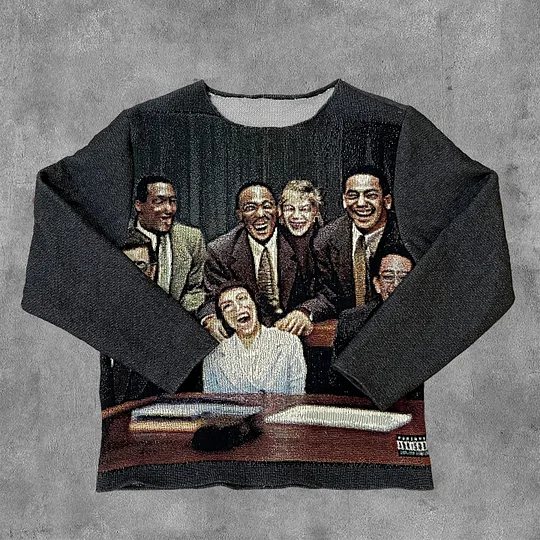 Trendy Personalized Let's Start Here Printed Casual Street Tapestry Knit Sweatshirt