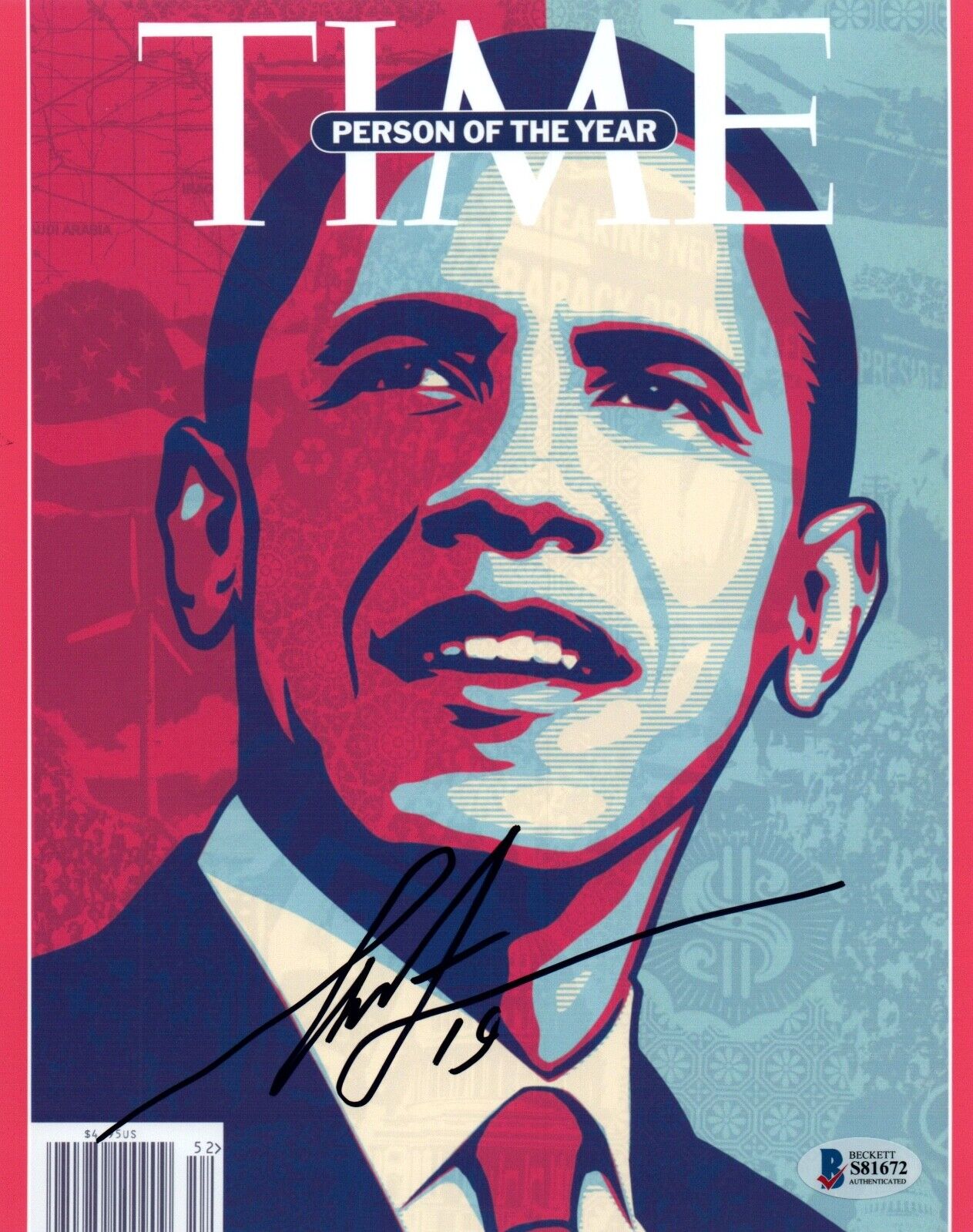 Shepard Fairey Signed Autograph 8x10 Photo Poster painting Print Time Hope Barack Obama BAS COA