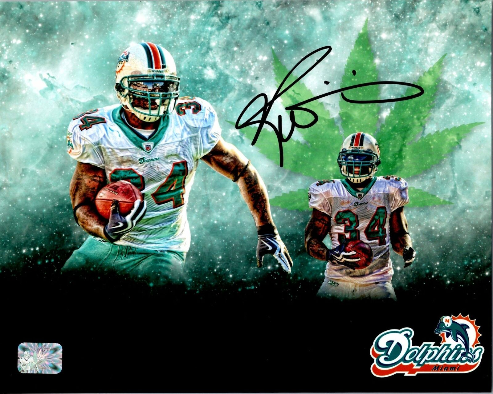 Ricky Williams Signed 8x10 Photo Poster painting Miami Dolphins Weed Personal Hologram NFL COA