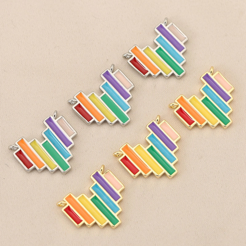 1 Piece Copper Rainbow Heart Shape Pendant
