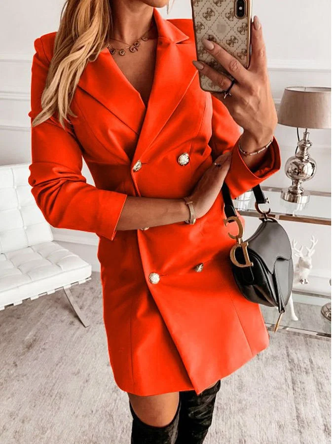 Autumn And Winter Long-Sleeved Solid Color Double-Breasted Thin Small Blazer