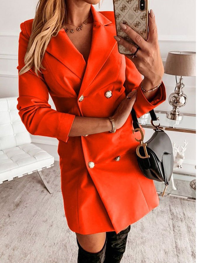 Autumn And Winter Long-Sleeved Solid Color Double-Breasted Thin Small Blazer