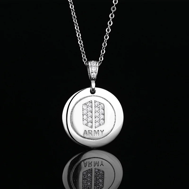 ARMY Gold-plated BTS Diamond Circle Necklace Rose Gold Silver