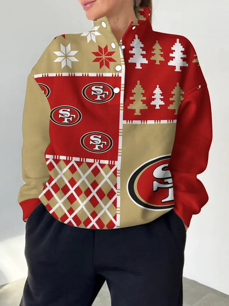 San Francisco 49ers  2025 New Design Casual Snap  Mockneck Pullover