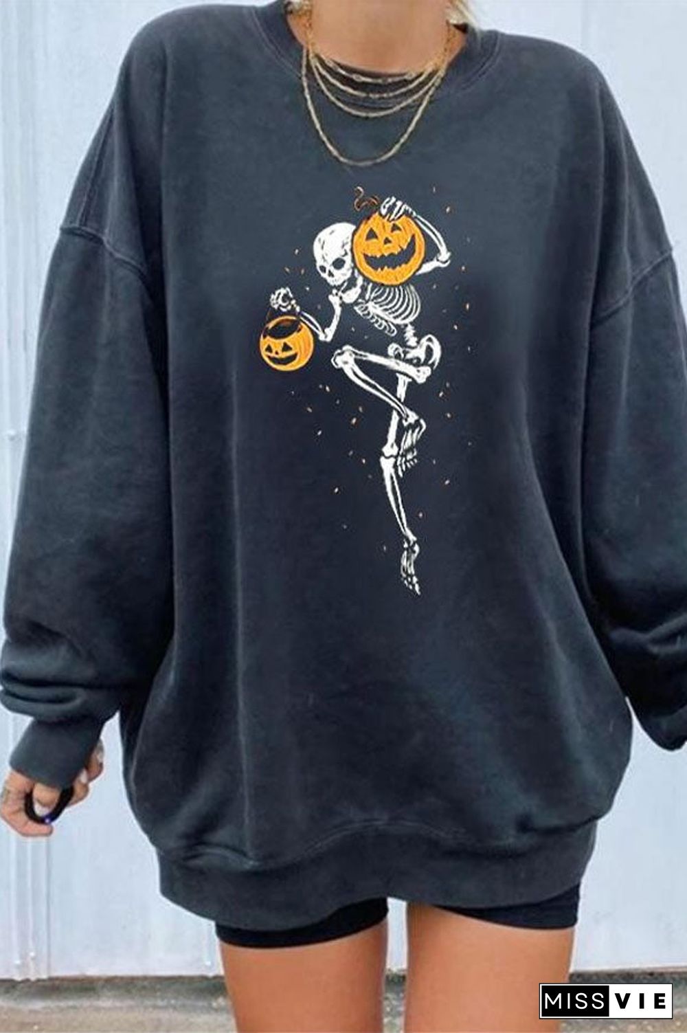 Casual Halloween Printed Pullover